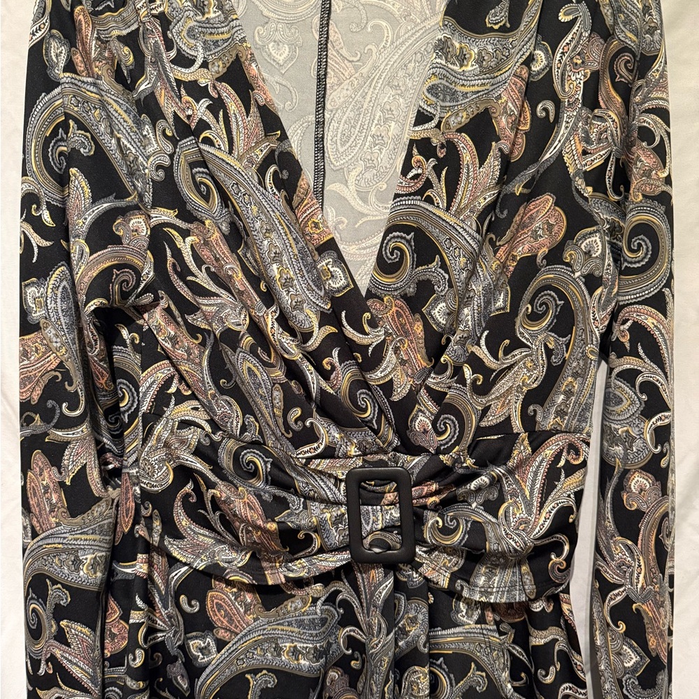 Elegant Paisley Wrap Dress